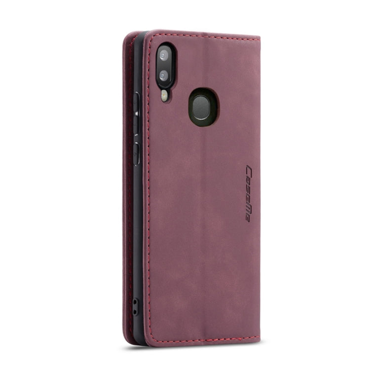 CaseMe-013 Multifunctional Retro Frosted Horizontal Flip Leather Case for Galaxy A40, with Card Slot & Holder & Wallet(Wine Red)