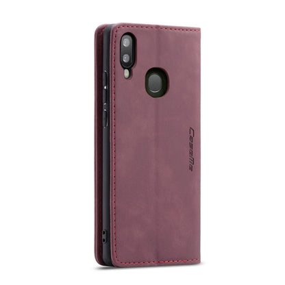 CaseMe-013 Multifunctional Retro Frosted Horizontal Flip Leather Case for Galaxy A40, with Card Slot & Holder & Wallet(Wine Red)