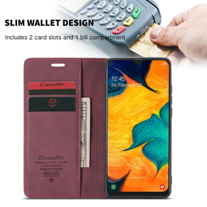 CaseMe-013 Multifunctional Retro Frosted Horizontal Flip Leather Case for Galaxy A40, with Card Slot & Holder & Wallet(Wine Red)