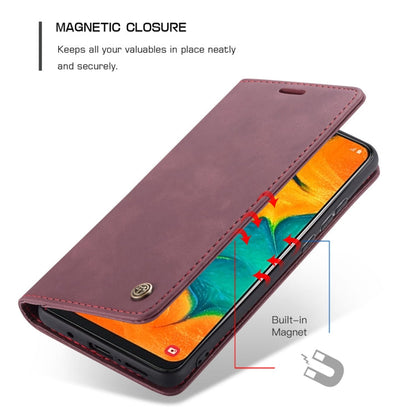 CaseMe-013 Multifunctional Retro Frosted Horizontal Flip Leather Case for Galaxy A40, with Card Slot & Holder & Wallet(Wine Red)
