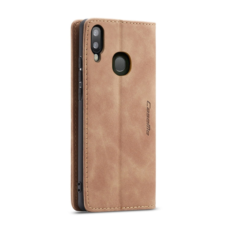 Étui en cuir à rabat horizontal givré rétro multifonctionnel CaseMe-013 pour Galaxy A40, avec fente pour cartes, support et portefeuille (marron)