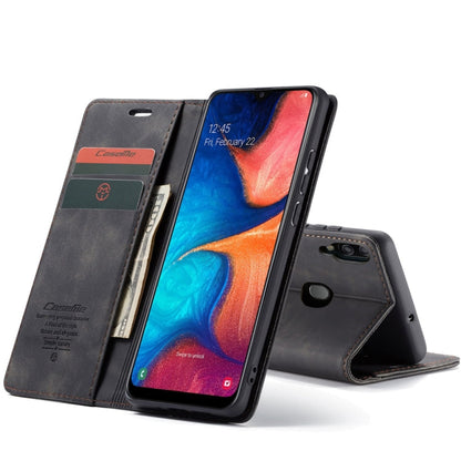 CaseMe-013 Multifunctional Retro Frosted Horizontal Flip Leather Case for Galaxy A20 / A30, with Card Slot & Holder & Wallet (Black)