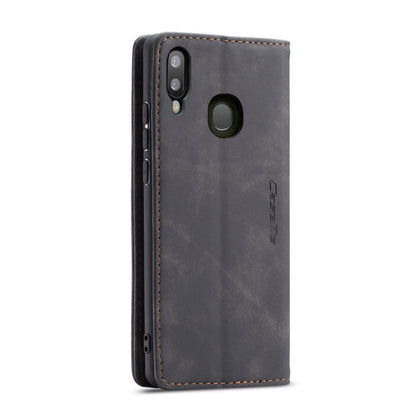 CaseMe-013 Multifunctional Retro Frosted Horizontal Flip Leather Case for Galaxy A20 / A30, with Card Slot & Holder & Wallet (Black)