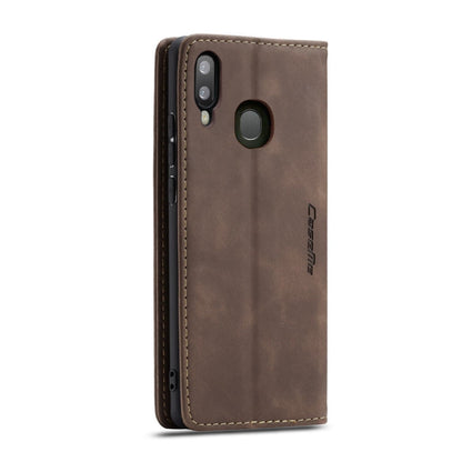 CaseMe-013 Multifunctional Retro Frosted Horizontal Flip Leather Case for Galaxy A20 / A30, with Card Slot & Holder & Wallet (Coffee)