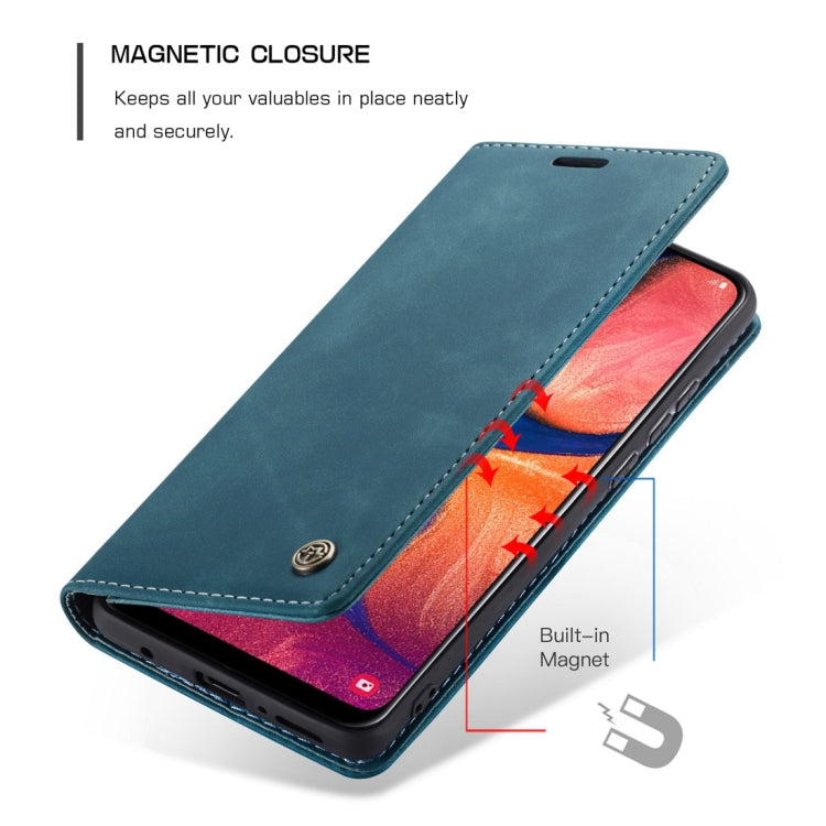 CaseMe-013 Multifunctional Retro Frosted Horizontal Flip Leather Case for Galaxy A20 / A30, with Card Slot & Holder & Wallet (Blue)