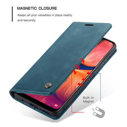 CaseMe-013 Multifunctional Retro Frosted Horizontal Flip Leather Case for Galaxy A20 / A30, with Card Slot & Holder & Wallet (Blue)