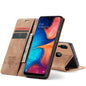 Étui en cuir à rabat horizontal dépoli rétro multifonctionnel CaseMe-013 pour Galaxy A20 / A30, avec fentes pour cartes et support et portefeuille (marron)