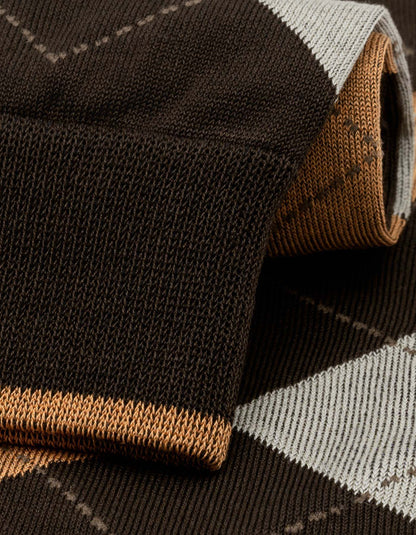 Chaussettes en coton argyle bicolores bronze