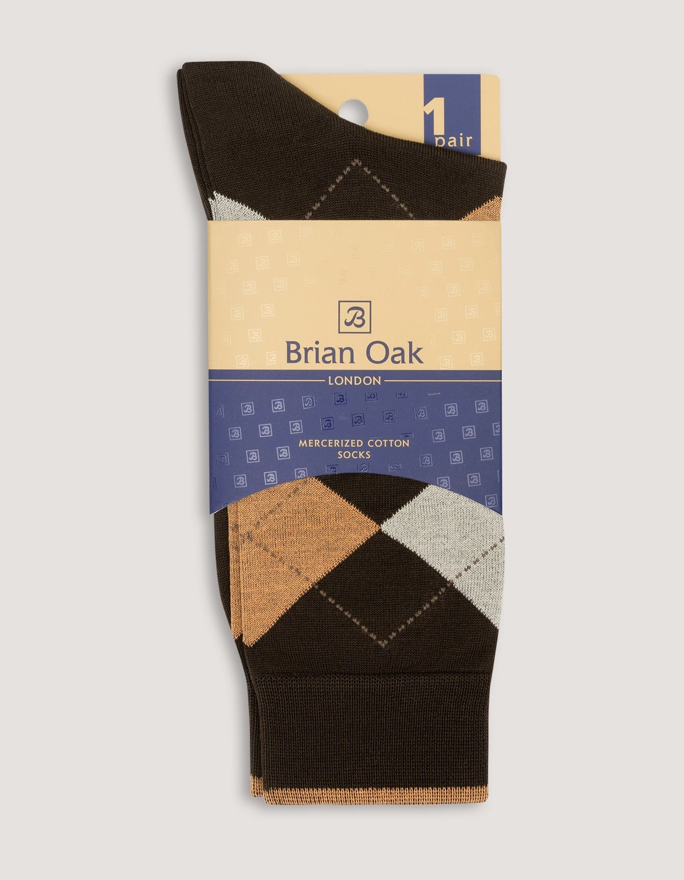 Chaussettes en coton argyle bicolores bronze