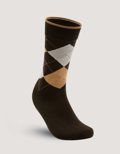 Chaussettes en coton argyle bicolores bronze