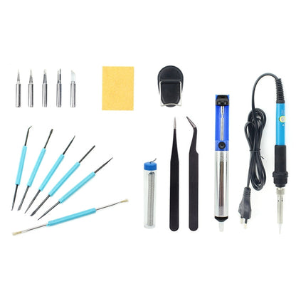JIAFA JF-8125 Kit d'outils de fer à souder 18 en 1 avec sac, prise européenne (noir)