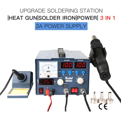 Kaisi K-863D Station de soudage 3 en 1 à air chaud et station de reprise SMD avec alimentation CC 3A pour machine de réparation de soudure de carte PCB de téléphone, prise US