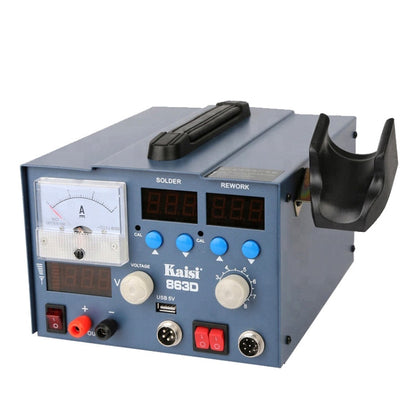 Kaisi K-863D 3 in 1 Hot Air Gun Soldering Station SMD Rework Station With 3A DC Power Supply for Phone PCB Welding Repair Machine, EU Plug