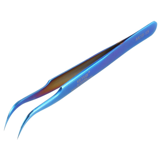 Pince à épiler courbée Vetus MCS-15 bleu vif
