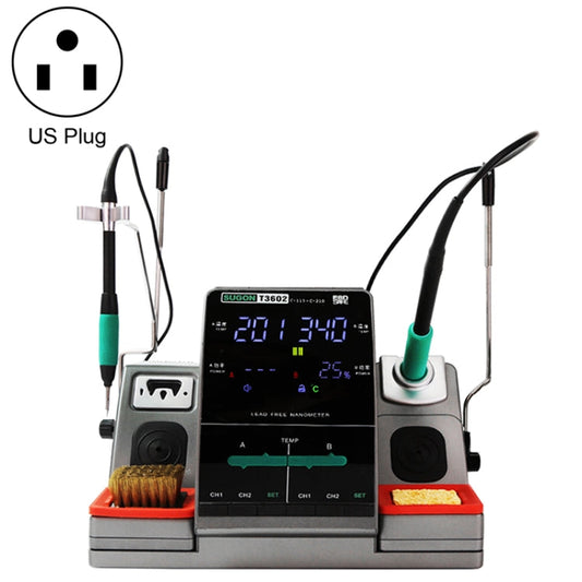 SUGON T3602 110V 240W Station de Soudage Électrique Double Station Nano avec Double Poignée, Fiche US