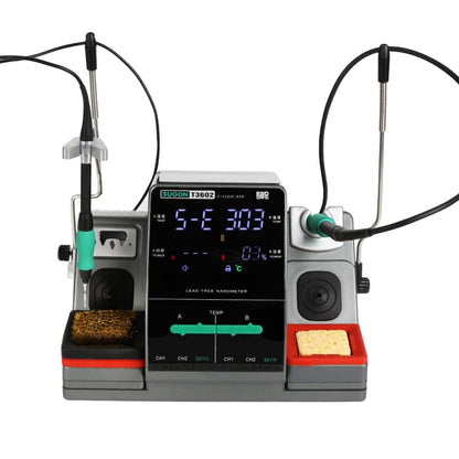 SUGON T3602 110V 240W Dual Station Nano Electric Soldering Station with Double Handle, US Plug