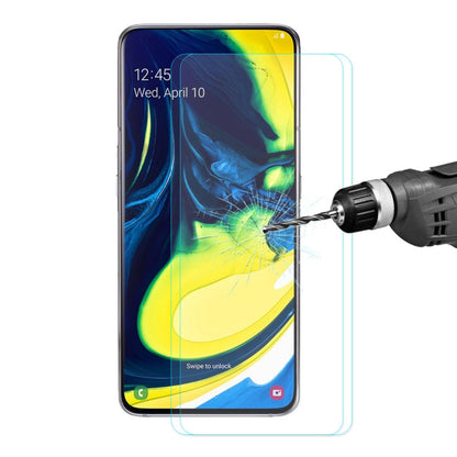 2 PCS ENKAY Hat-Prince 0.26mm 2.5D 9H Tempered Glass Protective Film for Galaxy A80