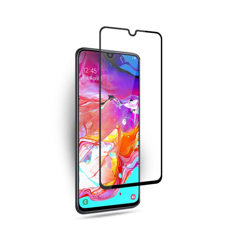 Film en verre trempé mocolo 0,33 mm 9H 2.5D Full Glue Silk Print pour Galaxy A70, compatible avec le déverrouillage par empreinte digitale (noir)