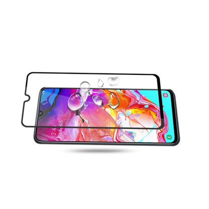 Film en verre trempé mocolo 0,33 mm 9H 2.5D Full Glue Silk Print pour Galaxy A70, compatible avec le déverrouillage par empreinte digitale (noir)