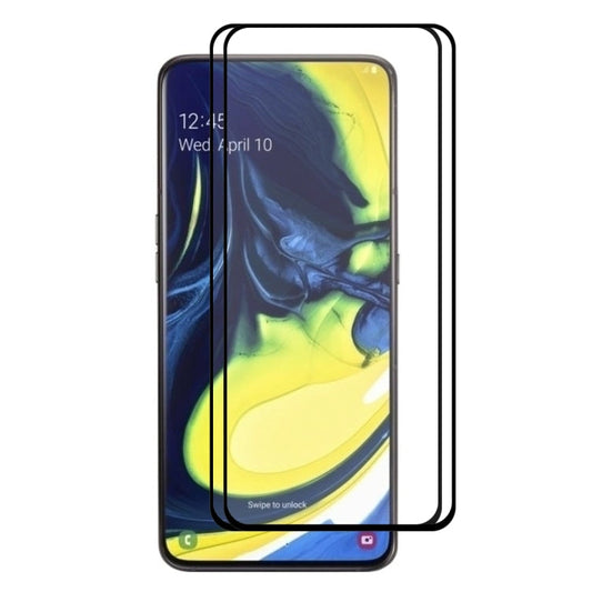 2 PCS ENKAY Hat-prince Film en Verre Trempé Colle Intégrale 0,26mm 9H 2,5D pour Galaxy A80