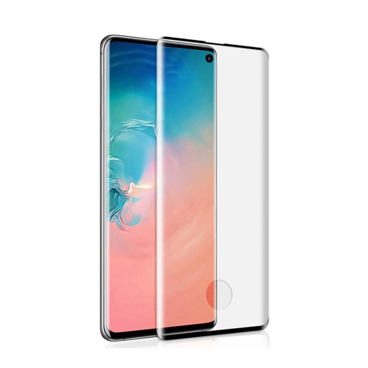 Film en verre trempé mocolo 0.33mm 9H 3D à bords arrondis pour Galaxy S10+, Compatible Déverrouillage par Empreinte Digitale (Noir)