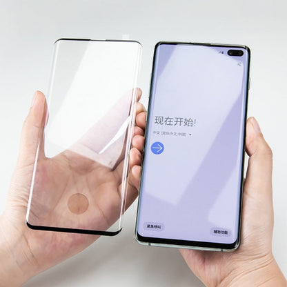 Film en verre trempé mocolo 0.33mm 9H 3D à bords arrondis pour Galaxy S10+, Compatible Déverrouillage par Empreinte Digitale (Noir)