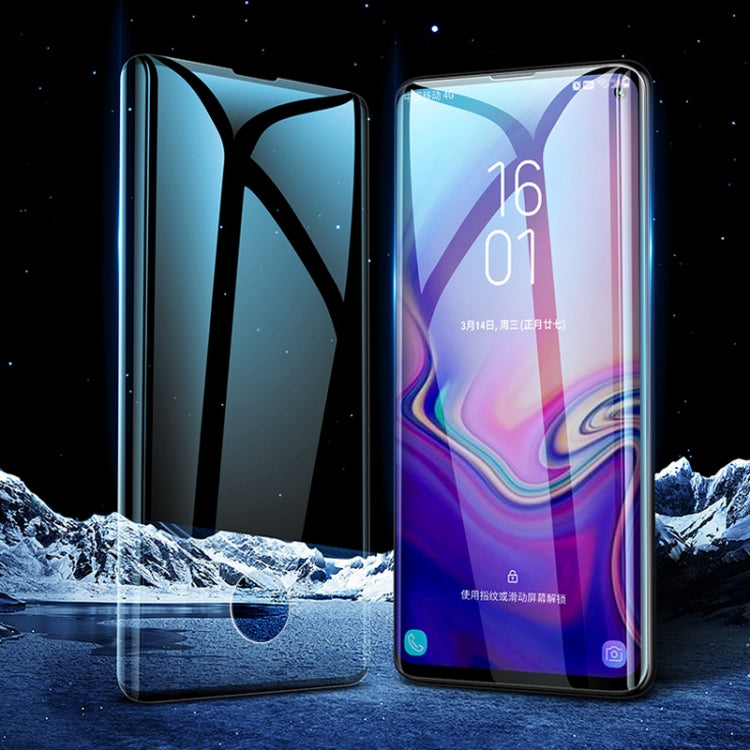 Film en verre trempé mocolo 0.33mm 9H 3D à bords arrondis pour Galaxy S10+, Compatible Déverrouillage par Empreinte Digitale (Noir)