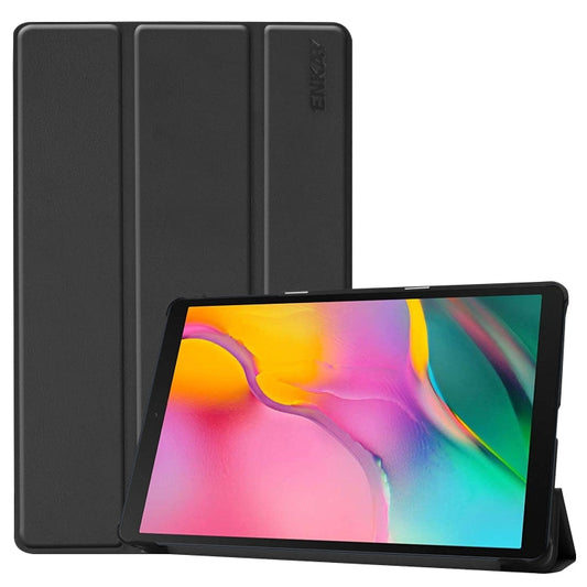 Étui inférieur en cuir PU + plastique ENKAY avec support pliable pour Galaxy Tab A 10.1 (2019) T510 / T515 (noir)