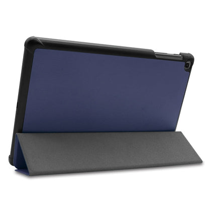 ENKAY PU Leather + Plastic Bottom Case with Three-folding Holder for Galaxy Tab A 10.1 (2019) T510 / T515(Dark Blue)