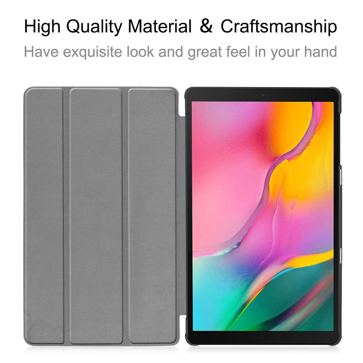 ENKAY PU Leather + Plastic Bottom Case with Three-folding Holder for Galaxy Tab A 10.1 (2019) T510 / T515(Dark Blue)