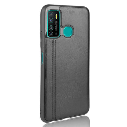 For Infinix Hot 9 Shockproof Sewing Cow Pattern Skin Texture PC + PU + TPU Case(Black)