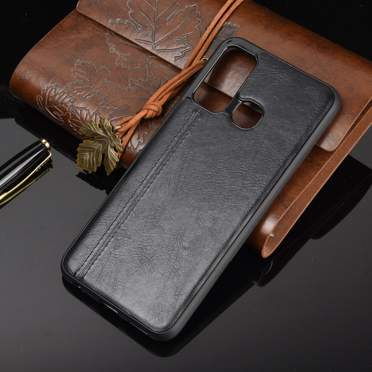 For Infinix Hot 9 Shockproof Sewing Cow Pattern Skin Texture PC + PU + TPU Case(Black)