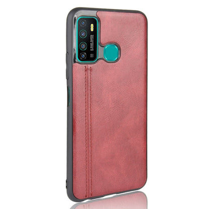 For Infinix Hot 9 Shockproof Sewing Cow Pattern Skin Texture PC + PU + TPU Case(Red)