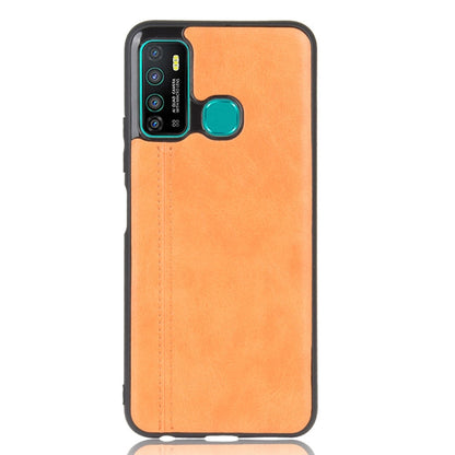 For Infinix Hot 9 Shockproof Sewing Cow Pattern Skin Texture PC + PU + TPU Case(Orange)