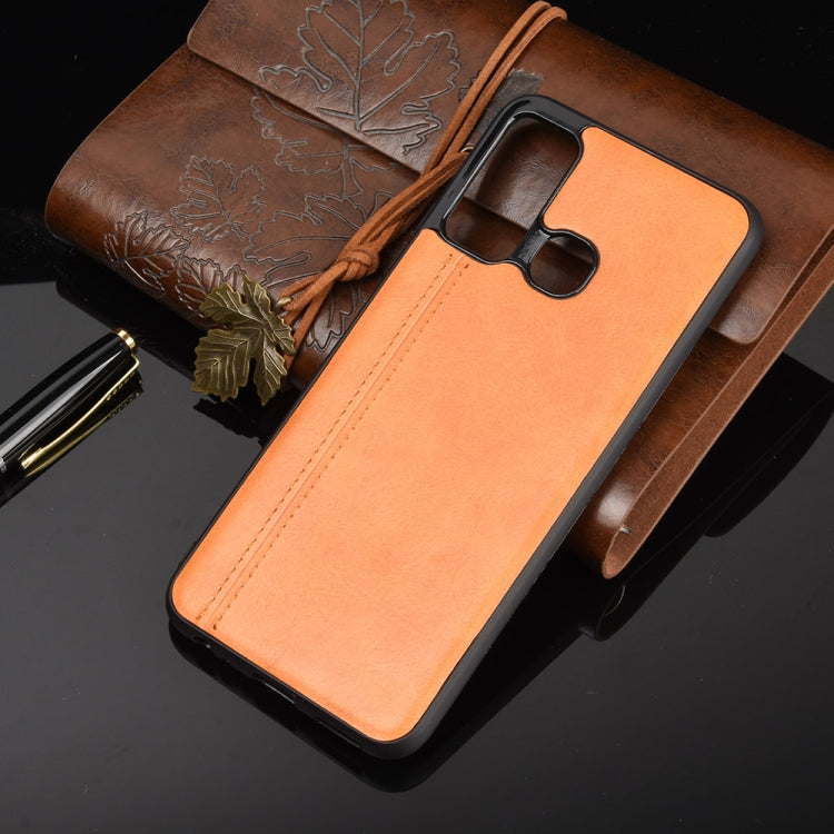 For Infinix Hot 9 Shockproof Sewing Cow Pattern Skin Texture PC + PU + TPU Case(Orange)