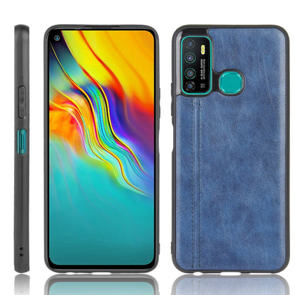 Pour Infinix Hot 9 Coque Antichoc Motif Vache Couture Texture Peau PC + PU + TPU (Bleu)