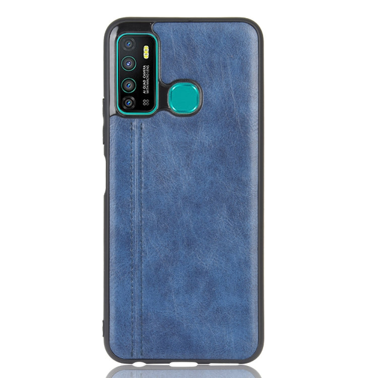 Pour Infinix Hot 9 Coque Antichoc Motif Vache Couture Texture Peau PC + PU + TPU (Bleu)