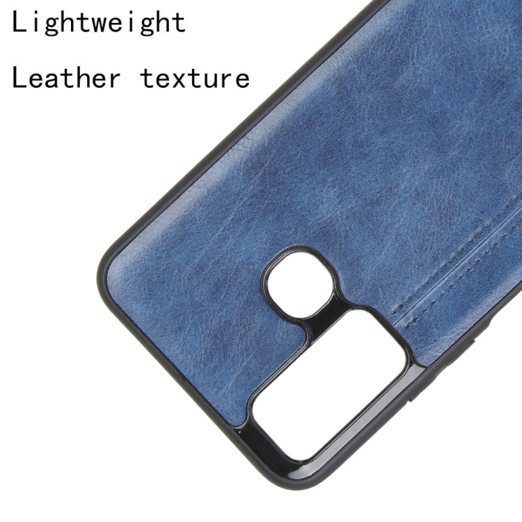 Pour Infinix Hot 9 Coque Antichoc Motif Vache Couture Texture Peau PC + PU + TPU (Bleu)