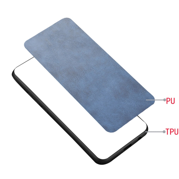 Pour Infinix Hot 9 Coque Antichoc Motif Vache Couture Texture Peau PC + PU + TPU (Bleu)
