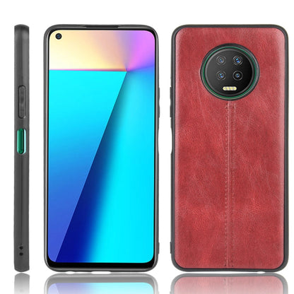 For Infinix Note 7  Shockproof Sewing Cow Pattern Skin Texture PC + PU + TPU Case(Red)