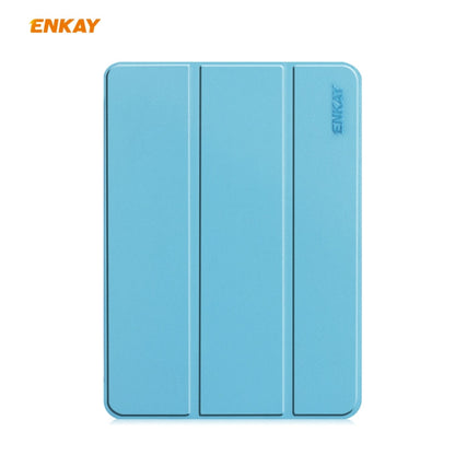 For iPad Pro 11 2022 / 2020 / 2021 ENKAY ENK-8001 Denim Pattern Horizontal Flip Leather Smart Tablet Case with Holder (Light Blue)