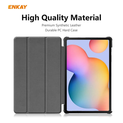 For Samsung Galaxy Tab S6 Lite P610 / P615 / Tab S6 Lite 2022 / P613 / P619 ENKAY 3-Fold Plastic Leather Smart Tablet Case(Light Blue)