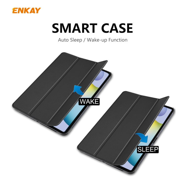 For Samsung Galaxy Tab S6 Lite P610 / P615 / Tab S6 Lite 2022 / P613 / P619 ENKAY 3-Fold Plastic Leather Smart Tablet Case(Grey)