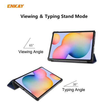 For Samsung Galaxy Tab S6 Lite P610 / P615 / Tab S6 Lite 2022 / P613 / P619 ENKAY 3-Fold Plastic Leather Smart Tablet Case(Grey)