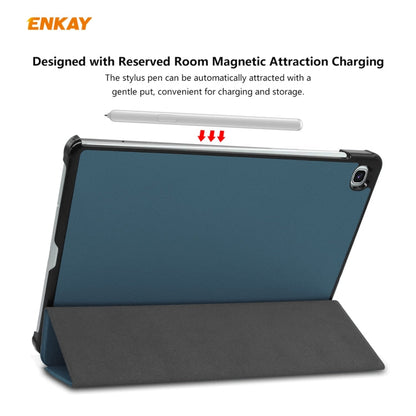 Pour Samsung Galaxy Tab S6 Lite P610 / P615 / Tab S6 Lite 2022 / P613 / P619 ENKAY Étui intelligent en cuir plastique à 3 volets (vert noirâtre)