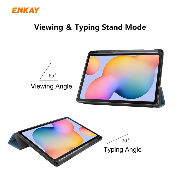 Pour étui de tablette intelligent en cuir ENKAY avec fente pour stylo pour Samsung Galaxy Tab S6 Lite P610 / P615 / Tab S6 Lite 2022 / P613 / P619 (noir)