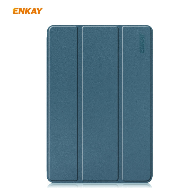 For Samsung Galaxy Tab S6 Lite P610 / P615 / Tab S6 Lite 2022 / P613 / P619 ENKAY Leather Smart Tablet Case with Pen Slot(Dark Blue)