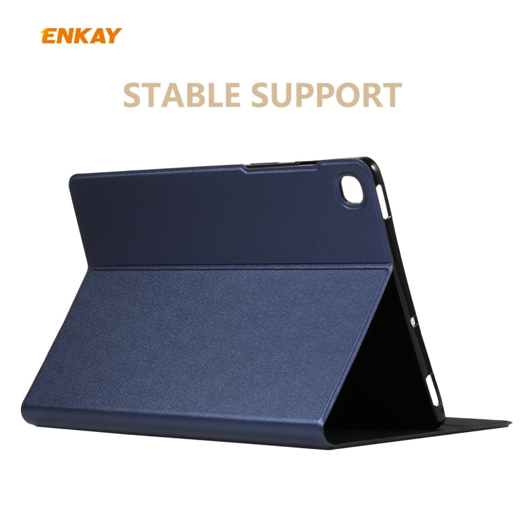 Pour Samsung Galaxy Tab S6 Lite P610 / P615 / Tab S6 Lite 2022 / P613 / P619 ENKAY Étui en cuir élastique avec support (Bleu foncé)