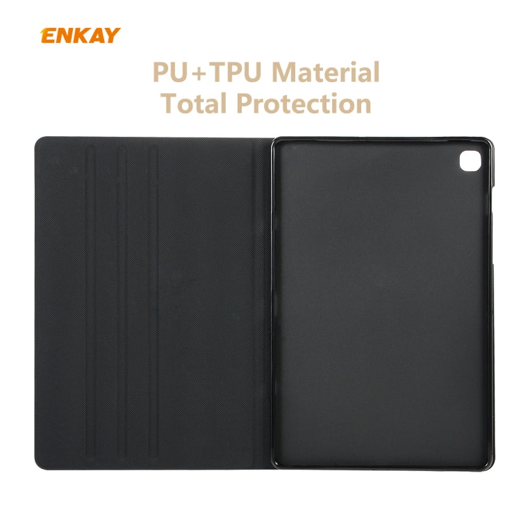 For Samsung Galaxy Tab S6 Lite P610 / P615 / Tab S6 Lite 2022 / P613 / P619 ENKAY Elastic Leather Tablet Case with Holder(Cyan)