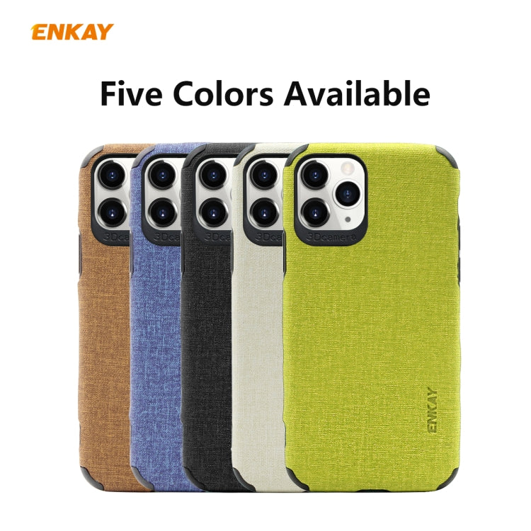 For iPhone 11 Pro ENKAY ENK-PC0322 2 in 1 Business Series Denim Texture PU Leather + TPU Soft Slim CaseCover ＆ 0.26mm 9H 2.5D Tempered Glass Film(Black)